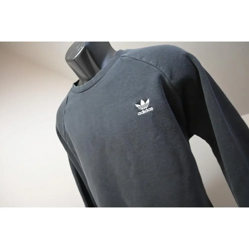 Adidas Sweat Shirt Crew Neck Black‎ PrimeGreen VTG LOGO Sweater Mens Large